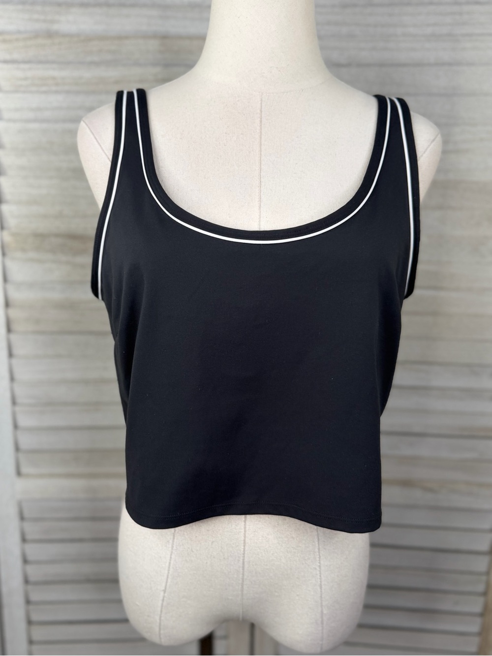 JOYLAB Women's Black Sportsbra with White Piping Trim-XL